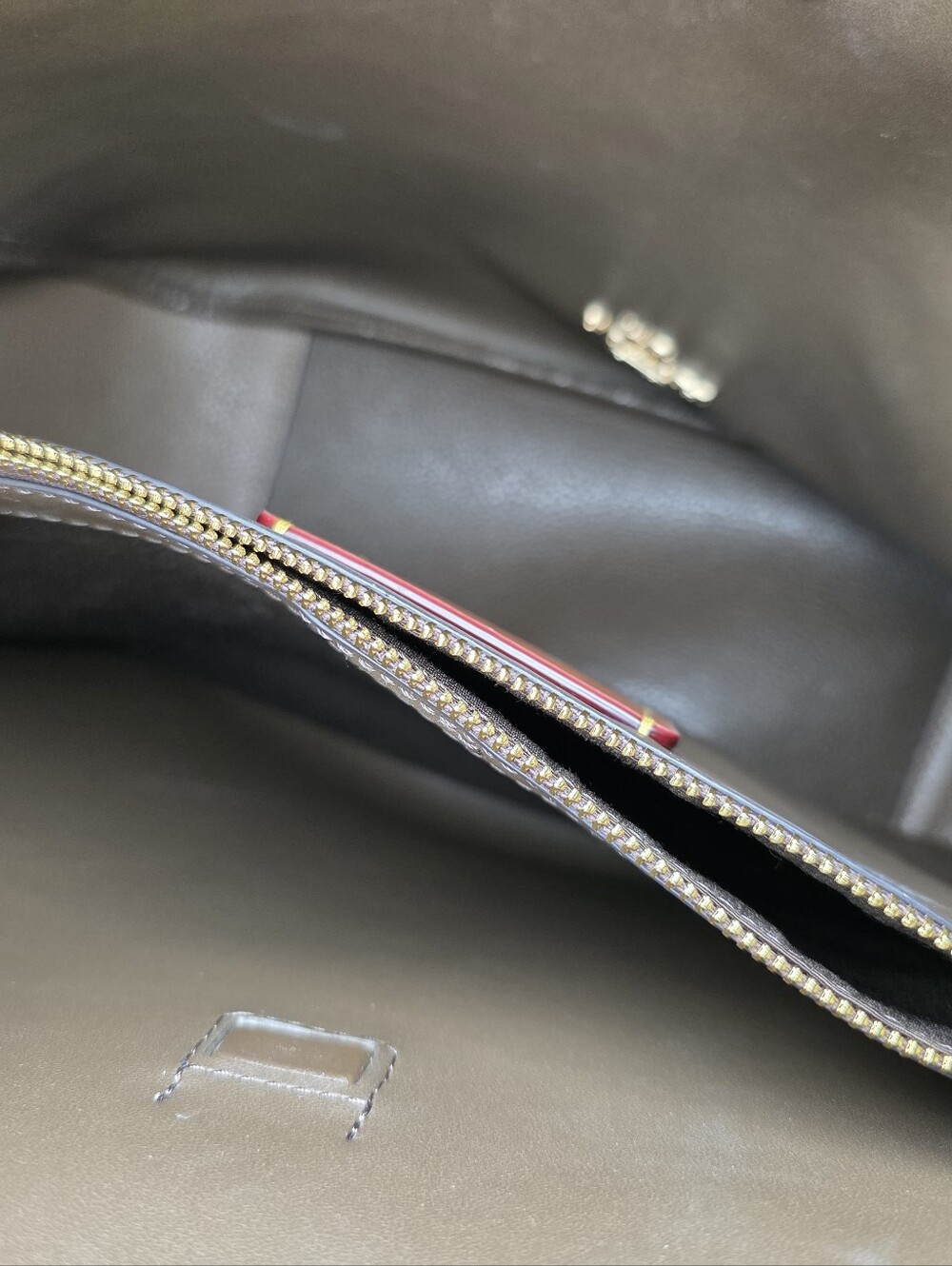 Coach Hadley Pebble Leather Large Shoulder Bag Gold Dark Stone Brown Purse Tote - Picture 14 of 15